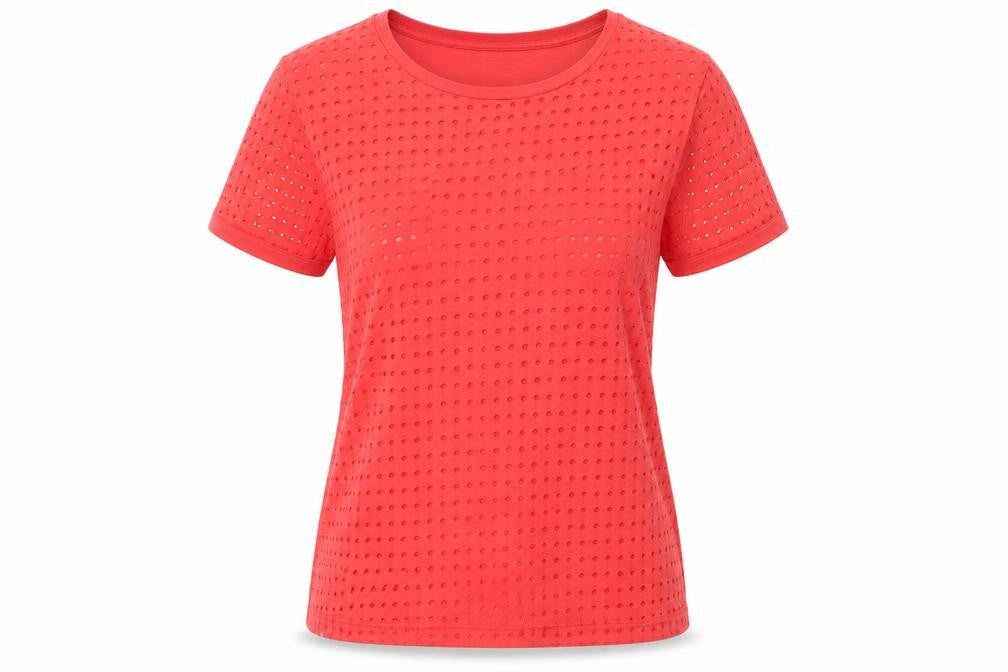 Front view of Bench Women's Red T-Shirt S Short Sleeve Crew Neck