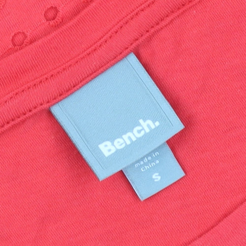 Bench Women's Red T-Shirt S Short Sleeve Crew Neck