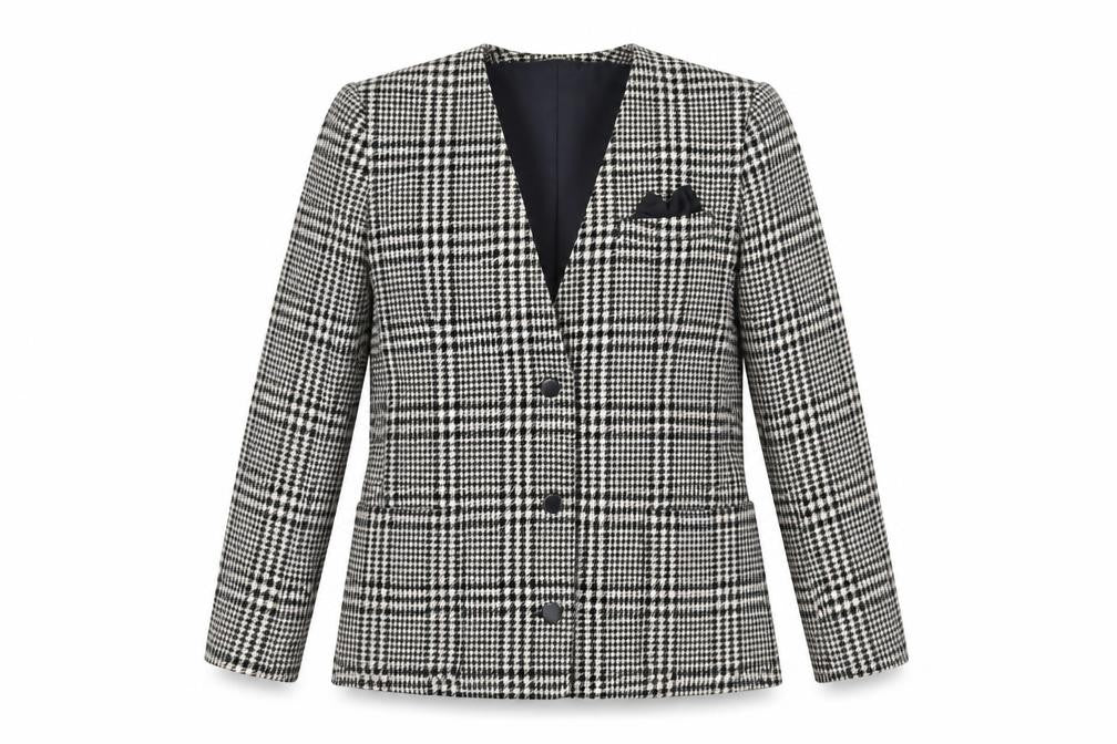 Front view of Windsmoor Women's Black Houndstooth Blazer, size 10