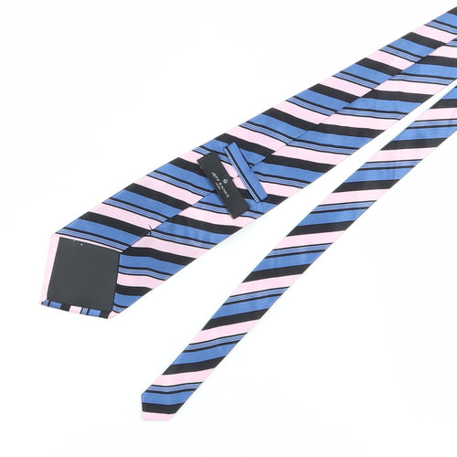 Jeff Banks Men's Blue Pink Black Silk Designer Tie