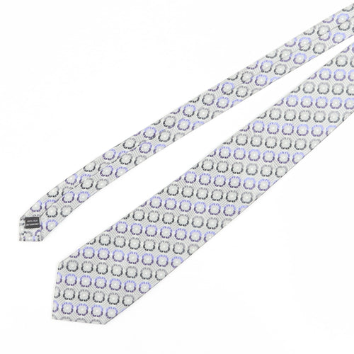 Van Heusen Men's Grey Silk Geometric Slim Tie