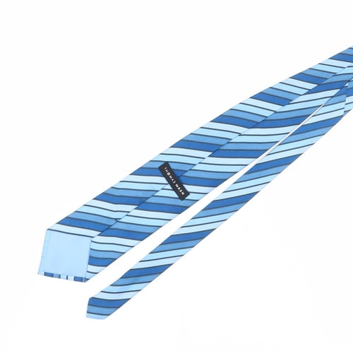 Thomas Nash Blue Striped Silk Men's Tie - Elegant Formal Accessory