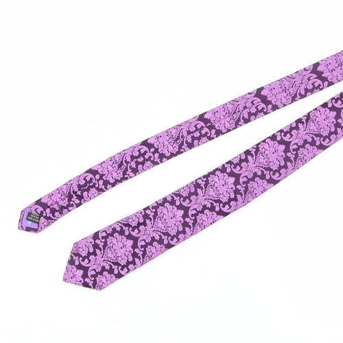Jeff Banks Men's Purple Floral Slim Silk Tie