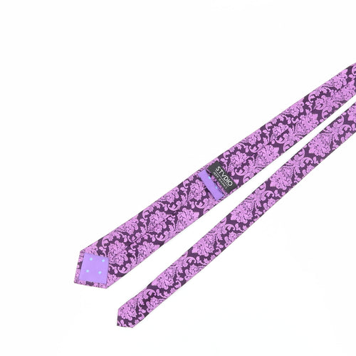 Jeff Banks Men's Purple Floral Slim Silk Tie