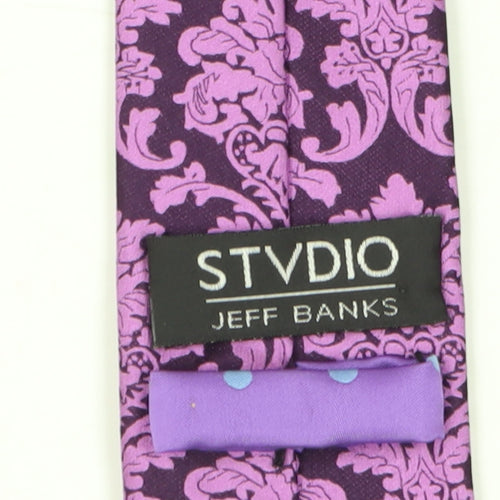Jeff Banks Men's Purple Floral Slim Silk Tie