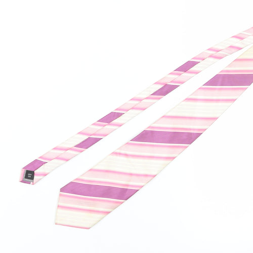 Thomas Nash Men's Pink Striped Silk Tie