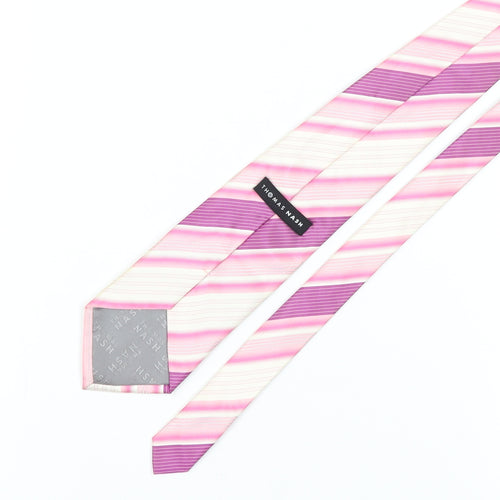 Thomas Nash Men's Pink Striped Silk Tie