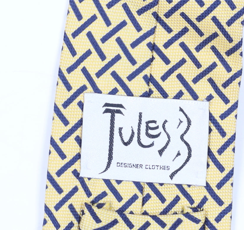 Jules B Men’s Yellow Blue Geometric Silk Tie