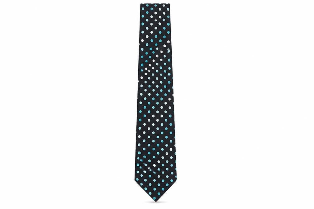 Front view of Jasper Conran Men's Black Silk Polka Dot Tie