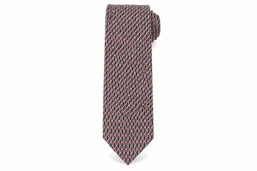 Front view of M. de Villandry Men's Red Silk Geometric Tie One Size