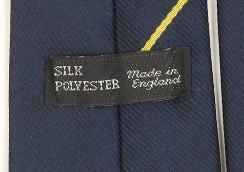 Men's Blue Silk Polyester Embroidered Logo Tie