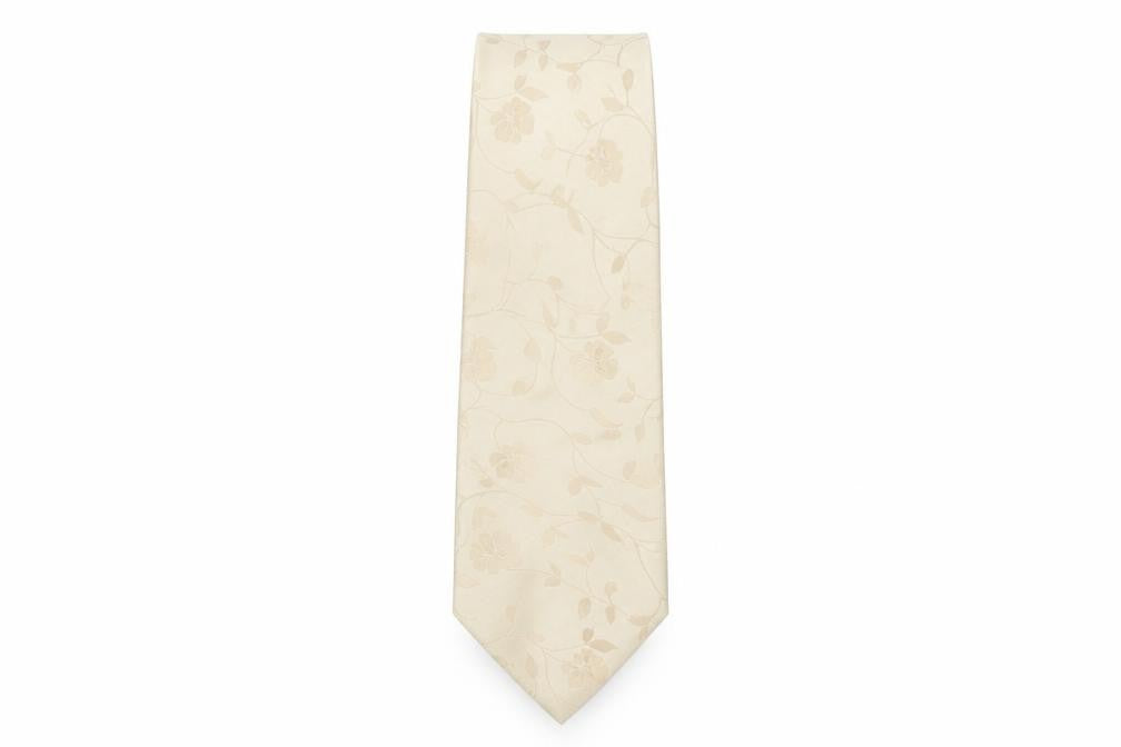 Front view of Berwin & Berwin Men's Beige Silk Floral Tie