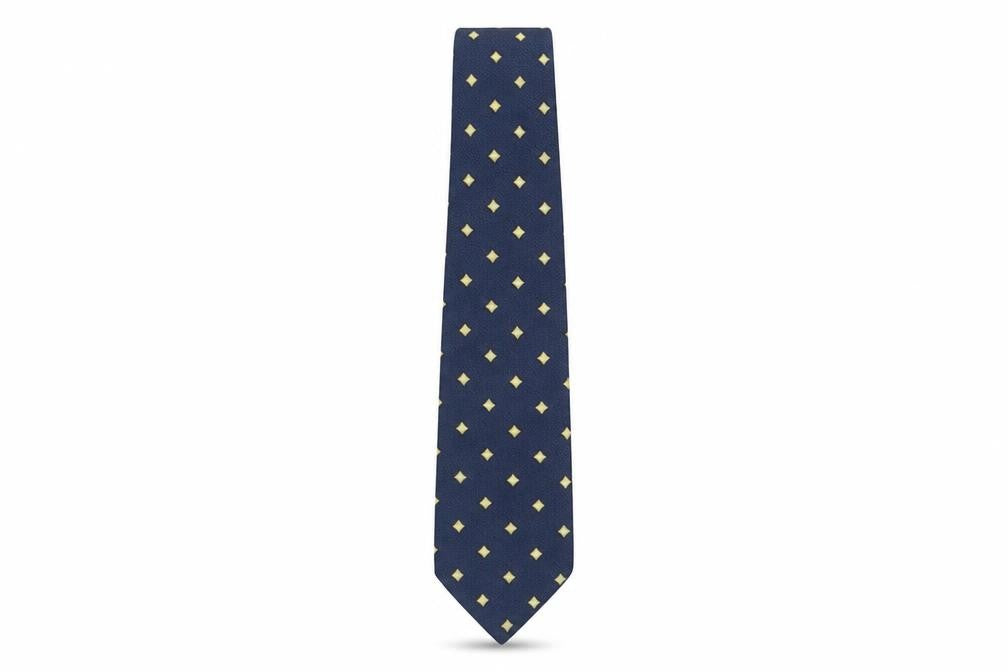 Front view of Bäumler Men's Silk Blue Geometric Tie