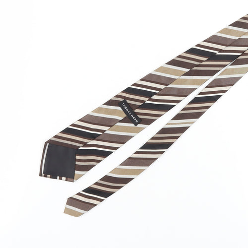 Thomas Nash Men's Brown Striped Silk Tie - Excellent Condition
