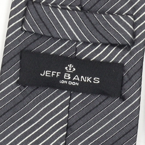 Jeff Banks Men's Grey Striped Silk Tie
