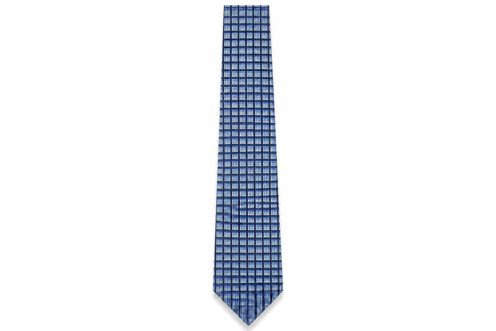 Front view of Van Heusen Men's Blue Geometric Silk Tie