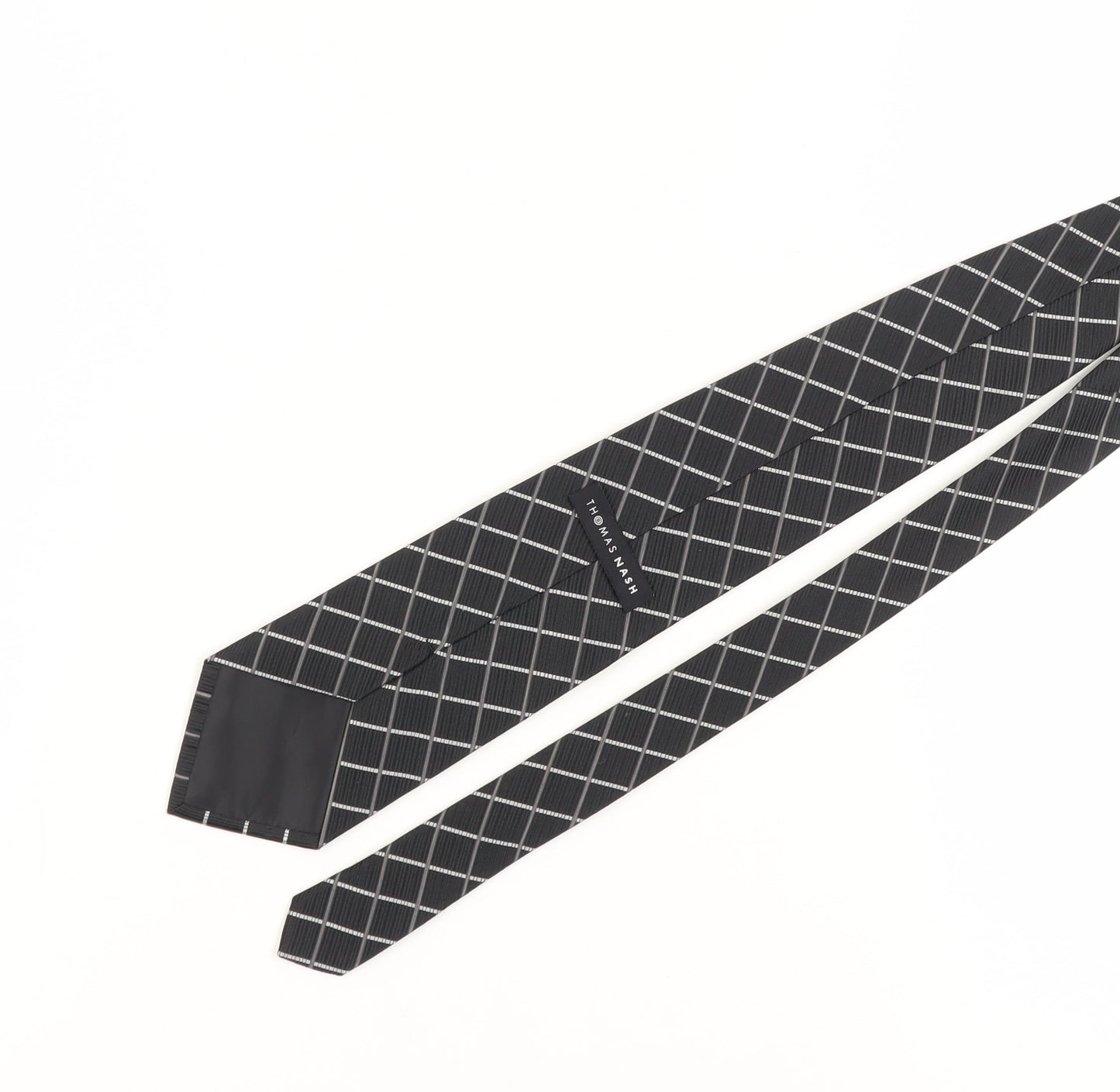 Thomas Nash Men's Black Plaid Tie - One Size