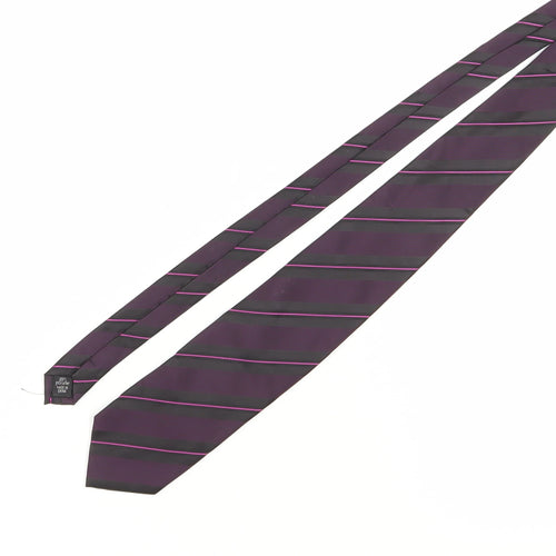 Thomas Nash Men's Purple Striped Polyester Tie