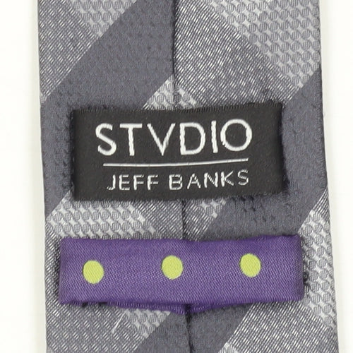 Stvdio Jeff Banks Men's Grey Designer Tie, One Size