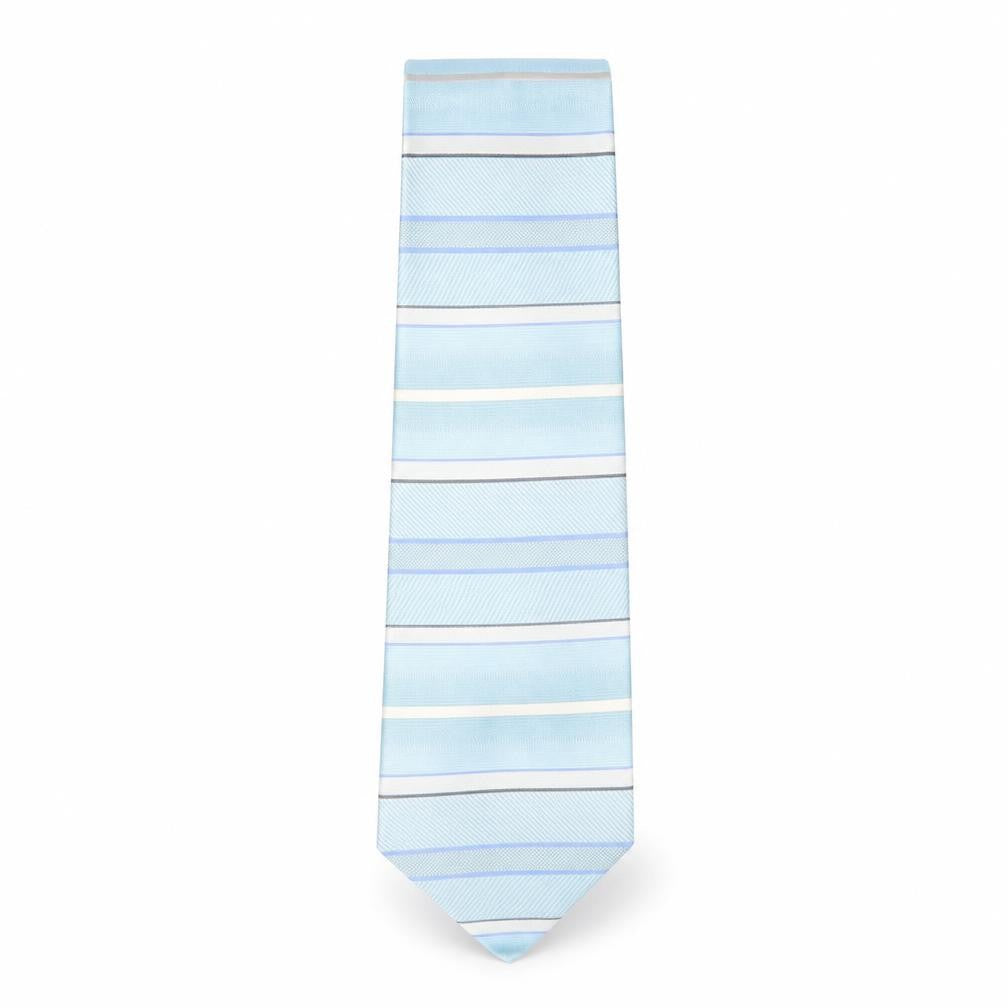 Front view of Daniel Hechter Men's Blue Striped Silk Tie