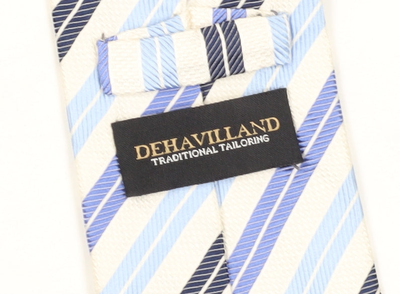 Dehavilland Men's Blue Striped Silk Tie One Size