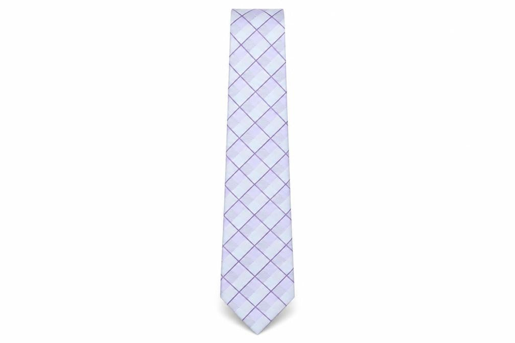 Front view of Van Heusen Men's Purple Check Tie