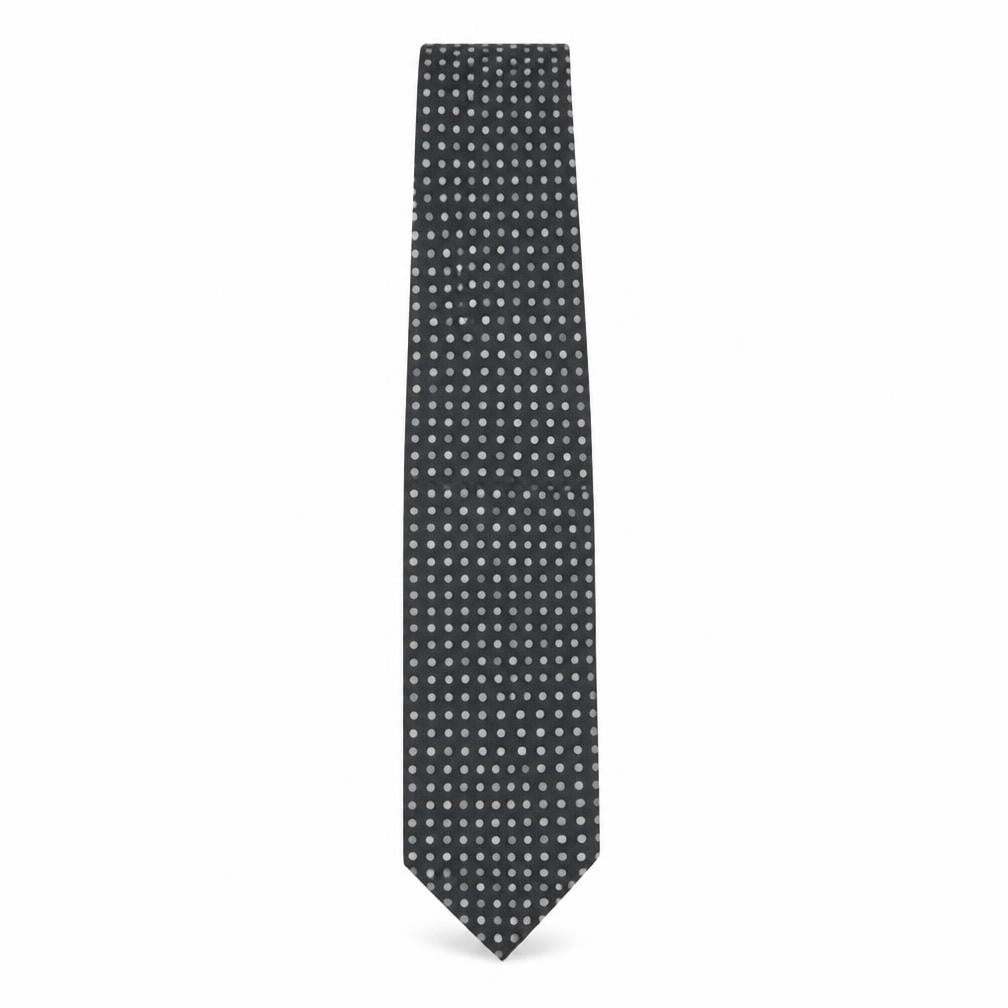 Front view of Daniel Hechter Men's Black Silk Polka Dot Tie