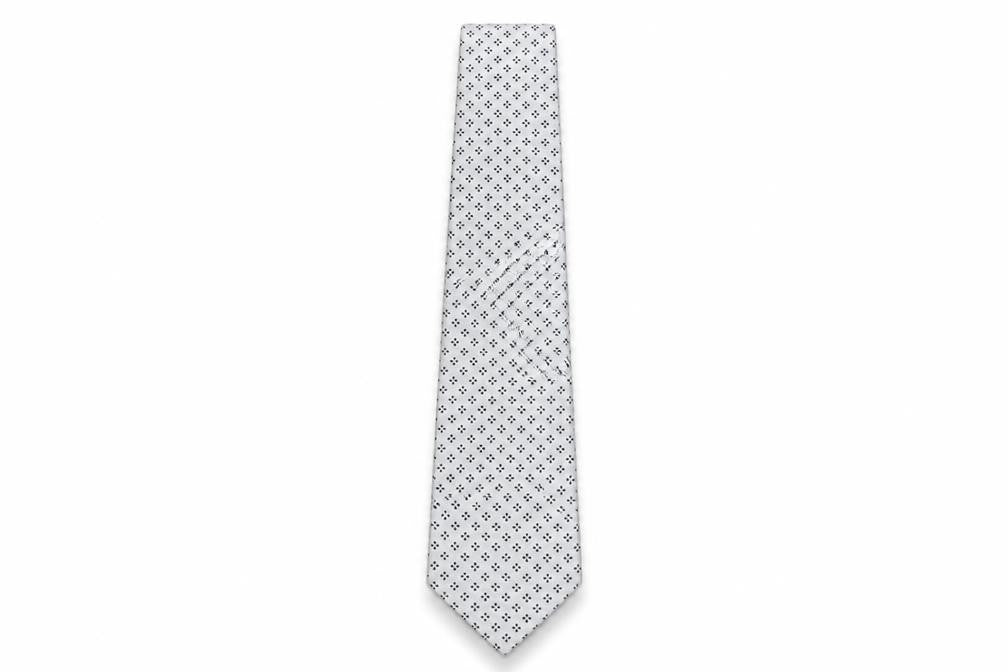 Front view of Pierre Cardin Men's White Silk Designer Tie
