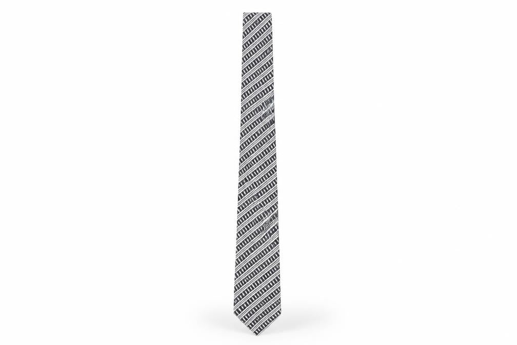 Front view of Daniel Hechter Men's Black & White Slim Tie