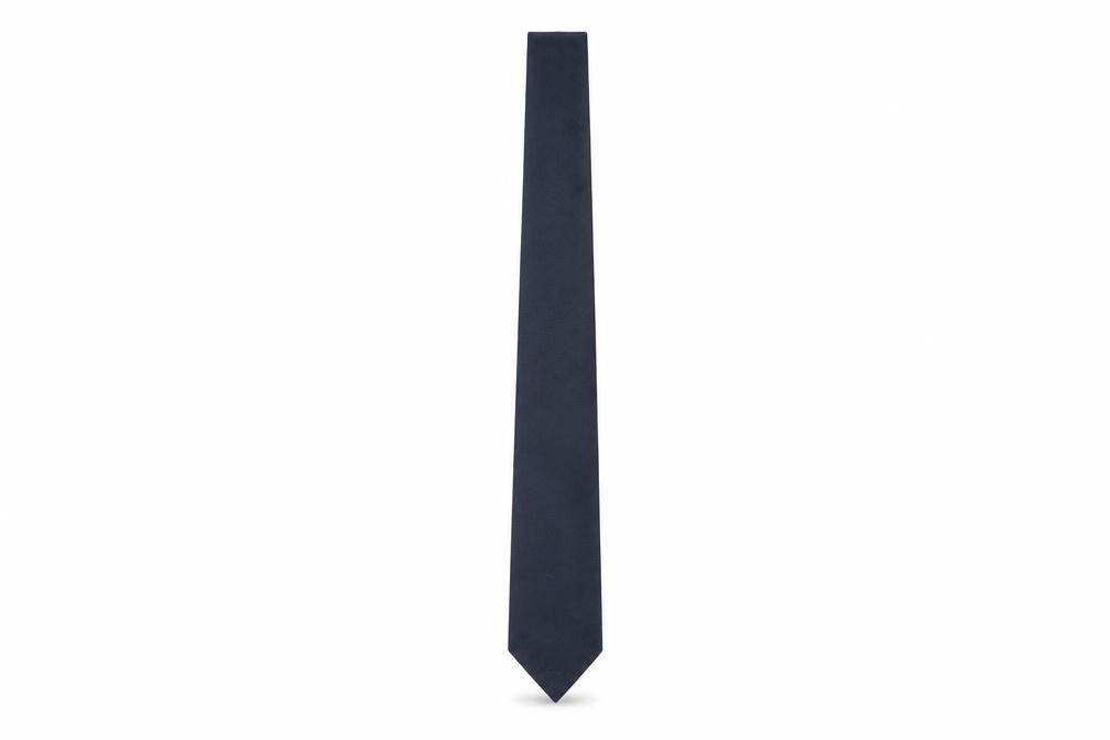 Front view of Daniel Hechter Men's Blue Slim Silk Tie - One Size