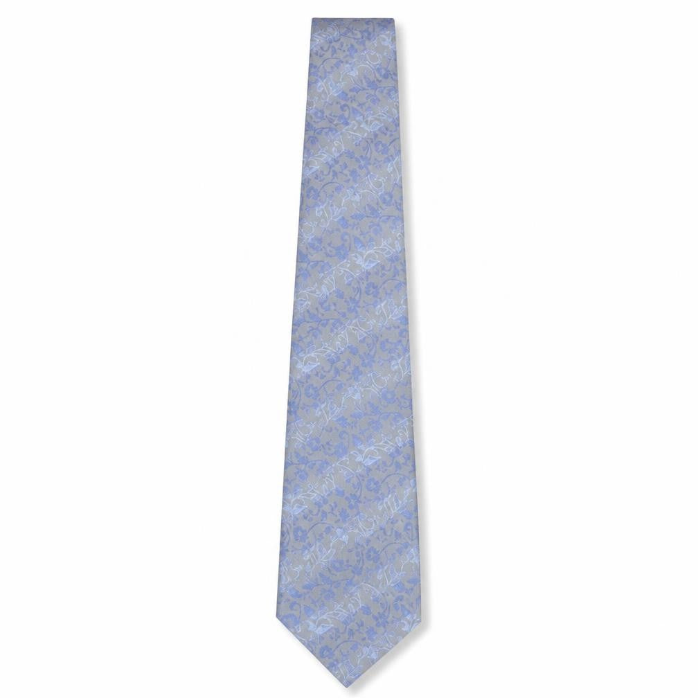Front view of Austin Reed Men's Blue Silk Floral Tie