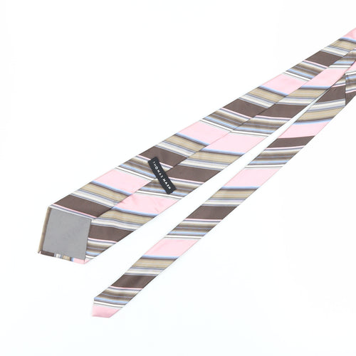 Thomas Nash Men’s Striped Silk Tie - Pink/Brown