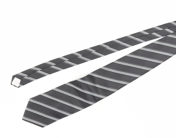 Jeff Banks Men's Black Striped Pointed Tie