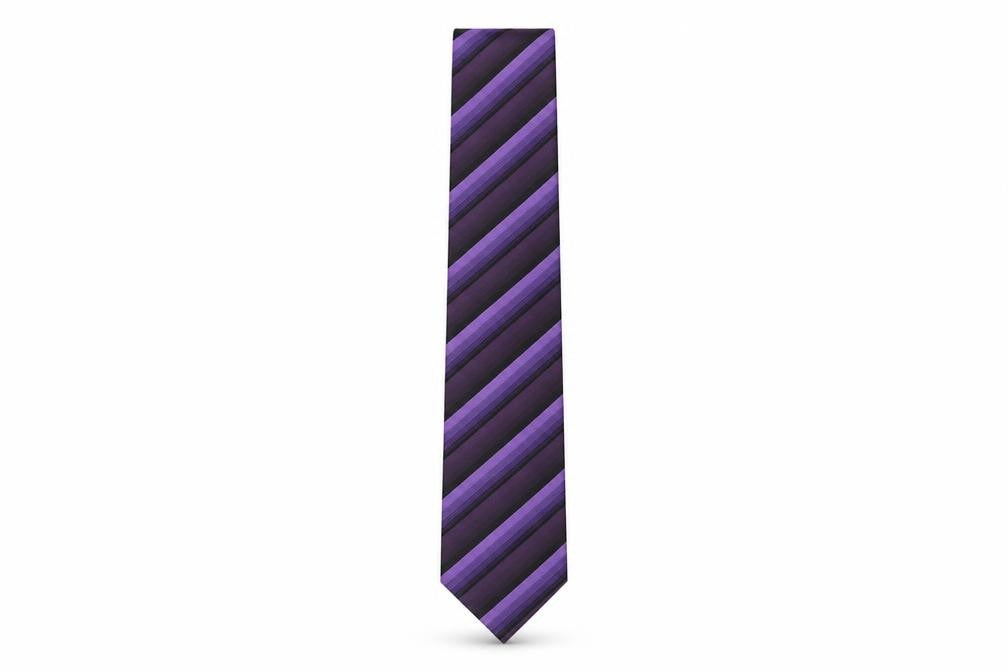 Front view of Daniel Hechter Men's Purple Striped Silk Tie