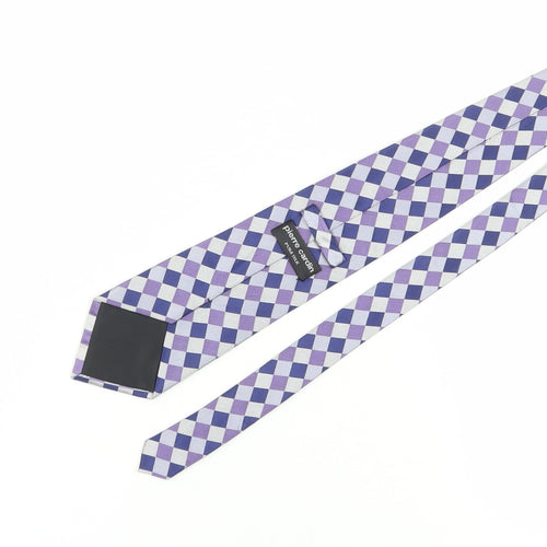 Pierre Cardin Men's Purple Plaid Silk Tie One Size