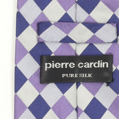 Pierre Cardin Men's Purple Plaid Silk Tie One Size