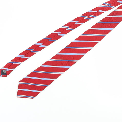 Dehavilland Men's Red Striped Silk Tie