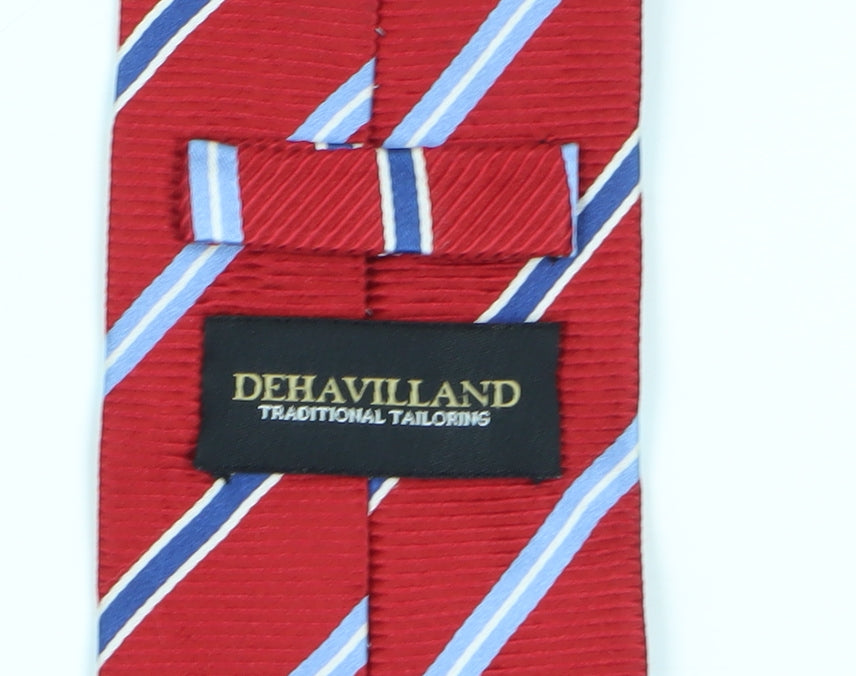Dehavilland Men's Red Striped Silk Tie