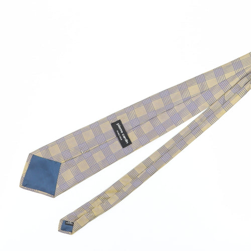 Pierre Cardin Men's Beige Silk Plaid Tie
