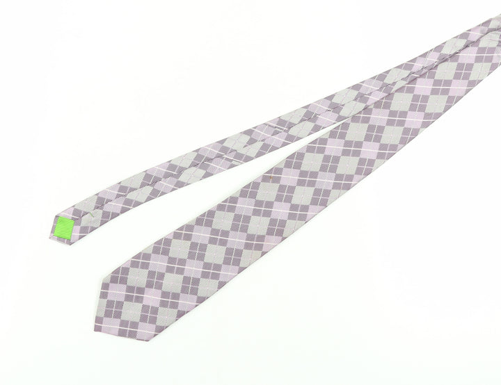 Daniel Hechter Men's Purple Check Silk Tie One Size