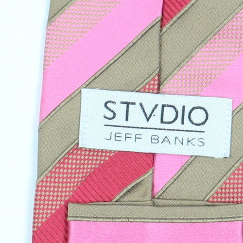 Jeff Banks Men's Pink Striped Silk Tie