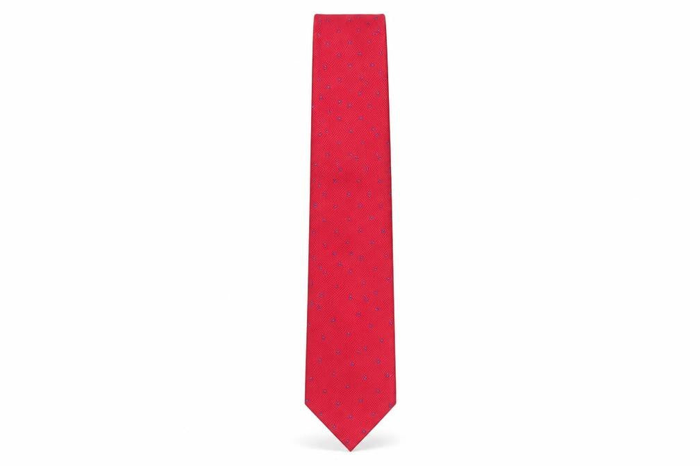 Front view of T.M.Lewin Men's Red Polka Dot Silk Tie