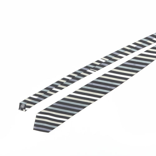 Thomas Nash Men's Black Grey Striped Tie One Size