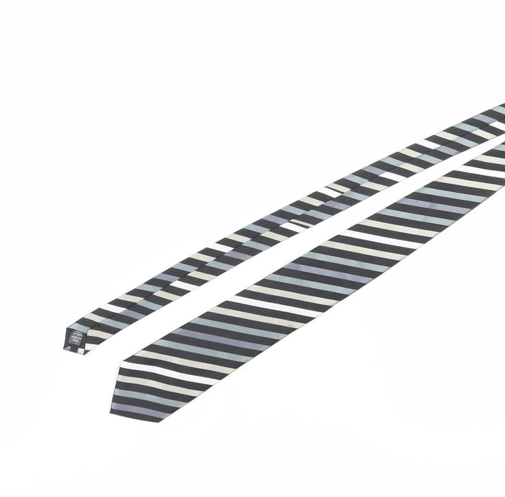 Thomas Nash Men's Black Grey Striped Tie One Size
