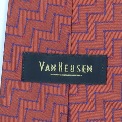 Van Heusen Men's Red Geometric Silk Tie, Excellent Condition
