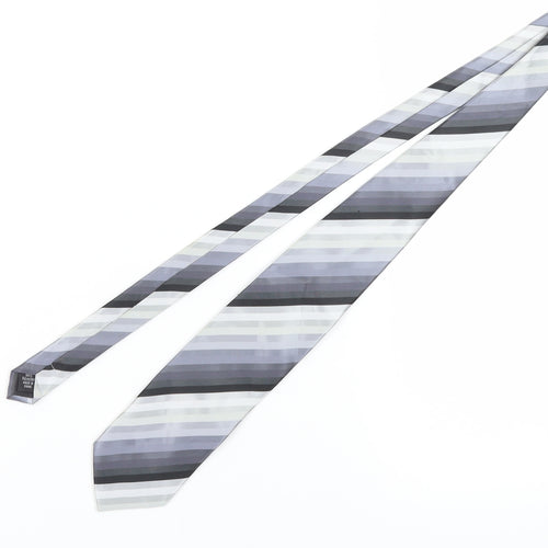 Thomas Nash Men's Grey Striped Pointed Tie