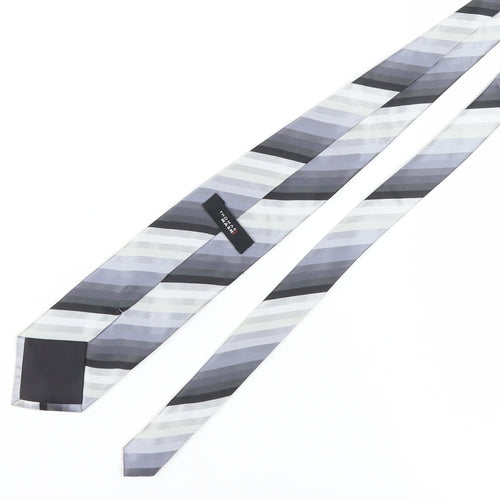 Thomas Nash Men's Grey Striped Pointed Tie