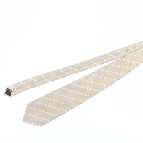 Pierre Cardin Men's Beige Checked Silk Tie