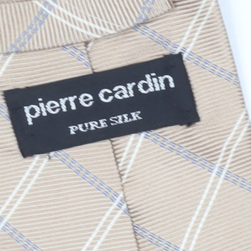 Pierre Cardin Men's Beige Checked Silk Tie