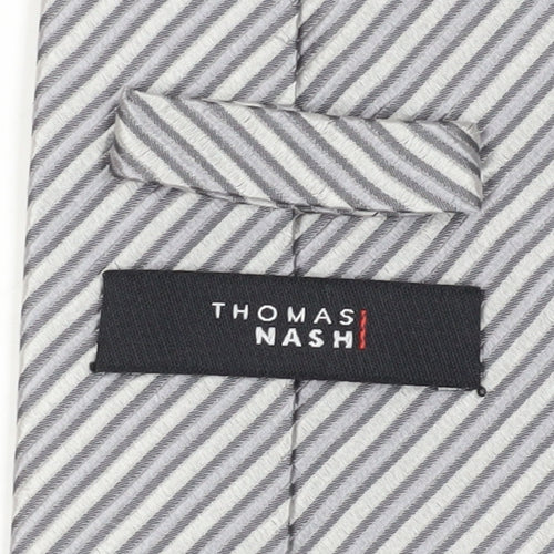 Thomas Nash Grey Striped Silk Men's Tie